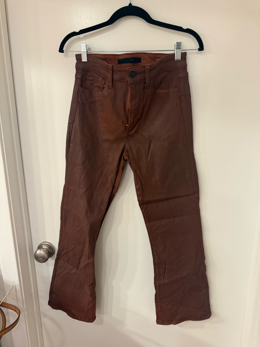 Joe's Jeans Cropped Brown Leather-Look Ankle Jeans
